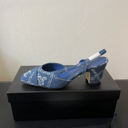 high slingbacks blue denim