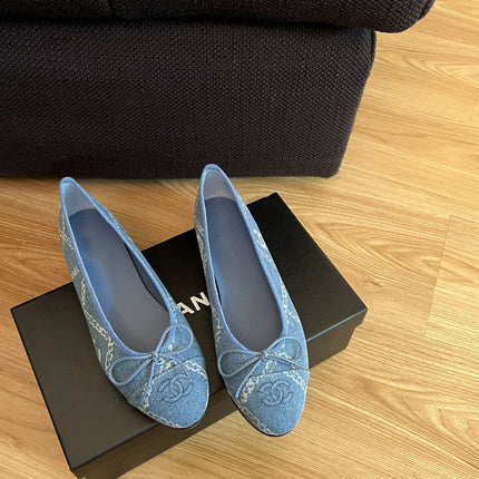 ballet flats light blue denim