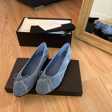 ballet flats light blue denim