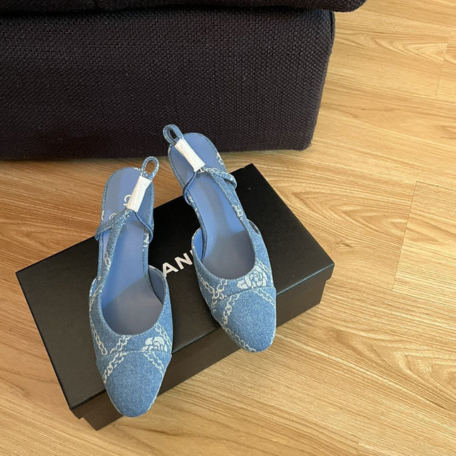 high slingbacks light blue denim