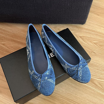 ballet flats blue denim