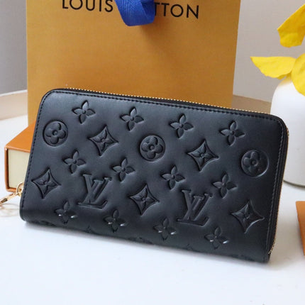 ZIPPY WALLET 19 BLACK EMBOSSED LAMBSKIN