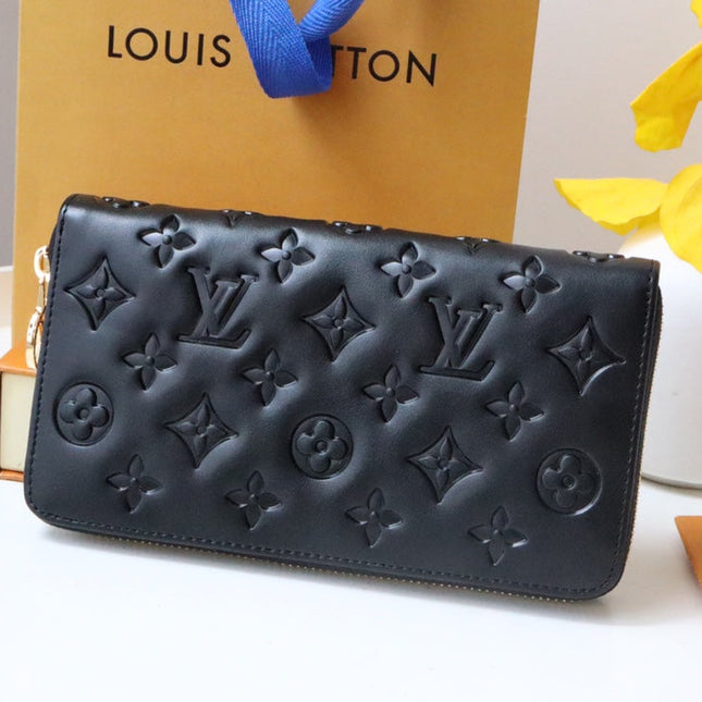 ZIPPY WALLET 19 BLACK EMBOSSED LAMBSKIN