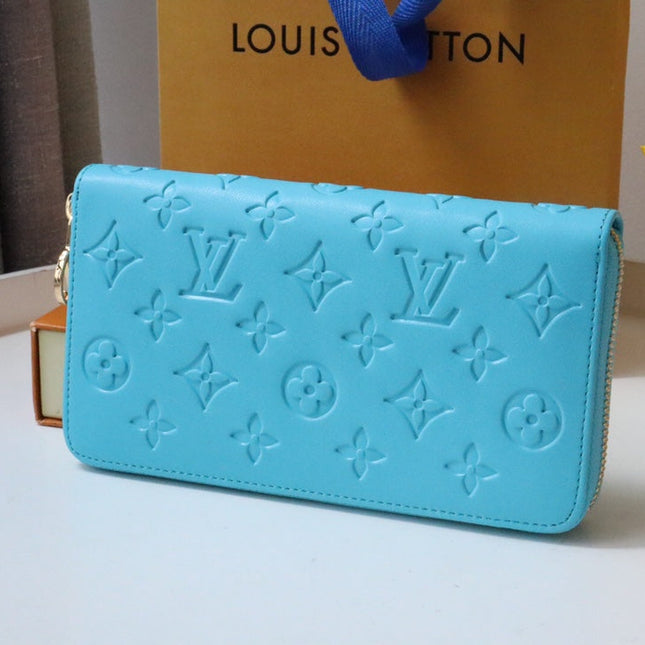 ZIPPY WALLET 19 CLOUD BLUE EMBOSSED LAMBSKIN