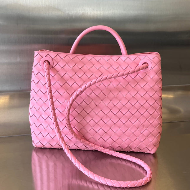 BV MEDIUM ANDIAMO 32CM PINK LAMBSKIN