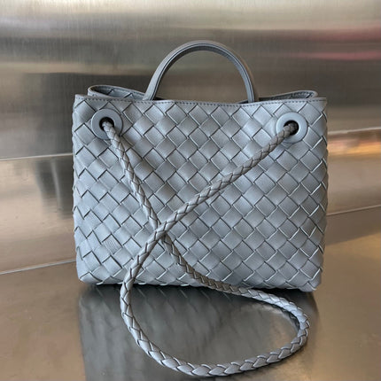 BV SMALL ANDIAMO 25CM DARK GREY LAMBSKIN