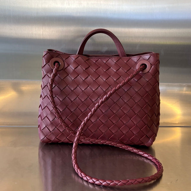 BV SMALL ANDIAMO 25CM DARK RED LAMBSKIN