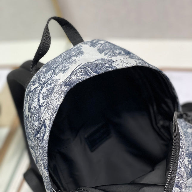 TRAVEL BACKPACK 20CM WHITE BLUE OBLIQUE JACQUARD