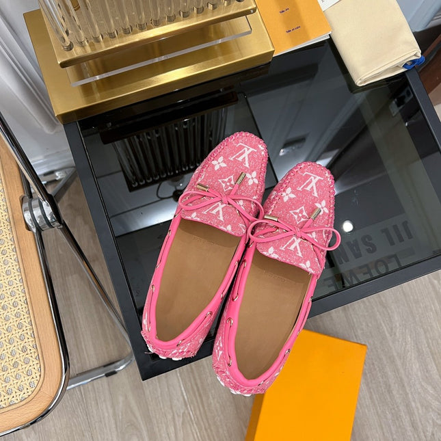 LV GLORIA FLAT LOAFER DENIM FLORAL FABRIC PINK