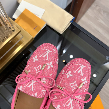 LV GLORIA FLAT LOAFER DENIM FLORAL FABRIC PINK