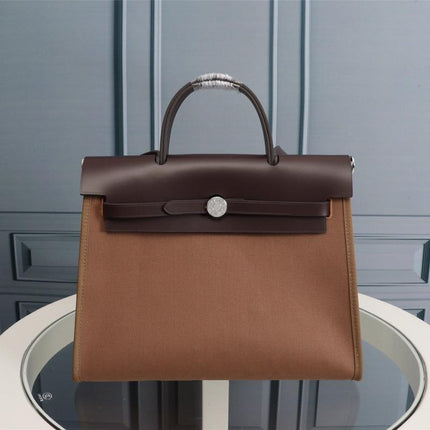 HM HERBAG ZIP 31 BROWN AND CHOCOLATE CANVAS