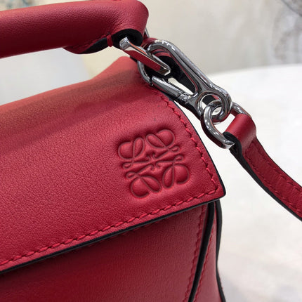 LOE MINI 18 PUZZLE BAG IN CHERRY RED CALFSKIN