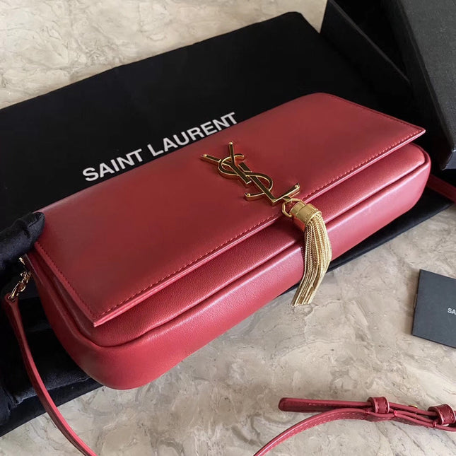 KATE TASSEL 26 CURRENT RED LAMBSKIN BAG