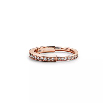 LOCK RING PINK GOLD DIAMOND PAVED