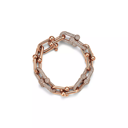 HARDWEAR LARGE LINK PINK GOLD PAVED DIAMOND BRACELET