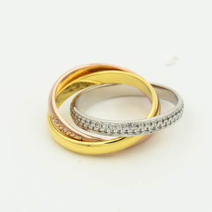 TRINITY RING GOLD PINK GOLD SILVER DIAMONDS