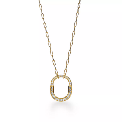 LOCK NECKLACE MEDIUM PENDANT GOLD PAVED DIAMONDS