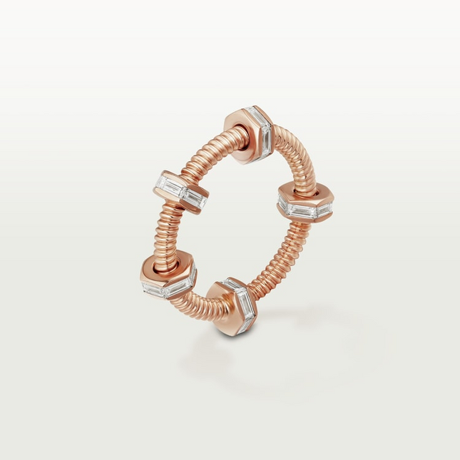 NUTS AND BOLTS PINK GOLD DIAMOND RING