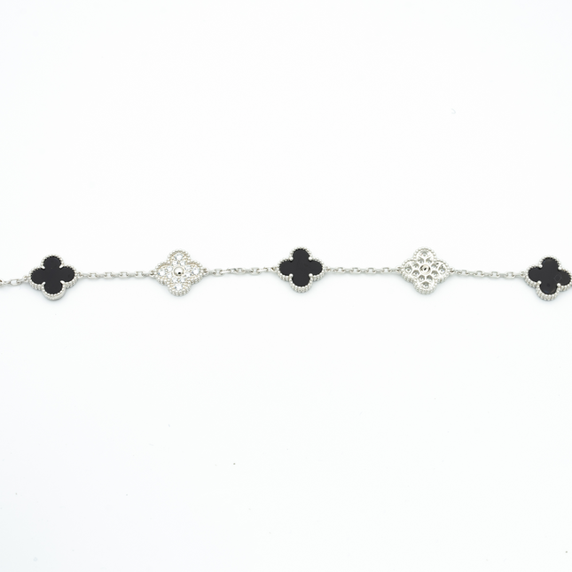 CLOVER BRACELET 5 MOTIF ONYXS DIAMOND