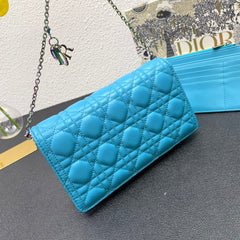 CARO SLIM POUCH 21 BAG IN SKY BLUE CALFSKIN