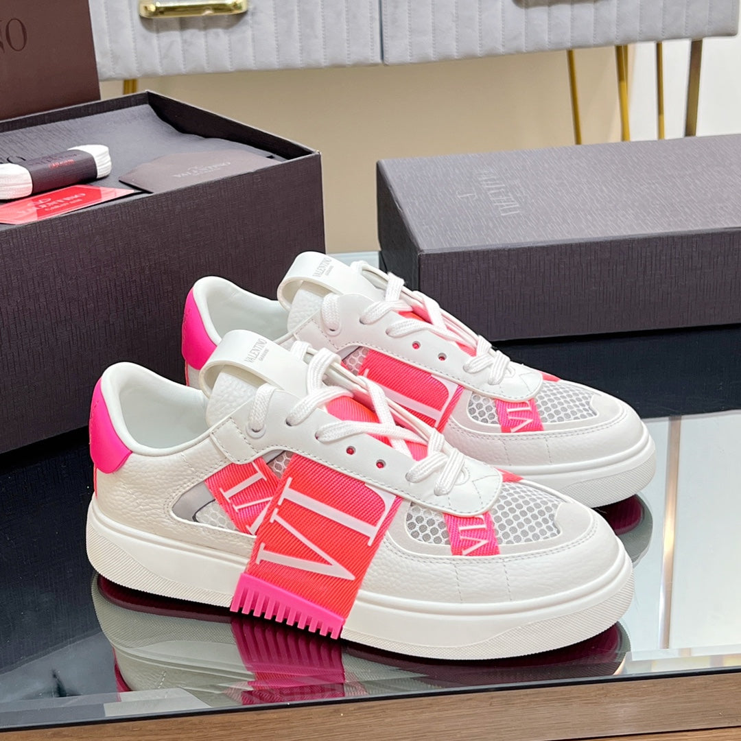 VALENTINO 25S GARAVANI VL7N SNEAKERS IN WHITE MIX PINK LAMBSKIN
