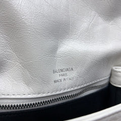 BB SOFT FLAP BAG 24 IN WHITE PEACH CALFSKIN SILVER HARDWARE