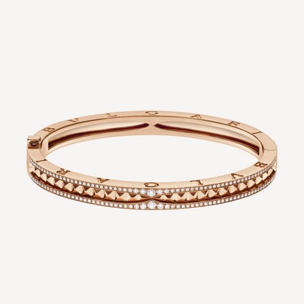 ZERO 1 SPIRAL AND PAVED DIAMOND PINK GOLD BRACELET