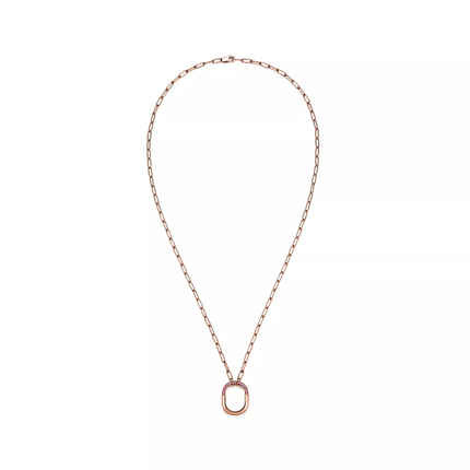 LOCK SMALL PENDANT PINK DIAMOND PINK GOLD NECKLACE