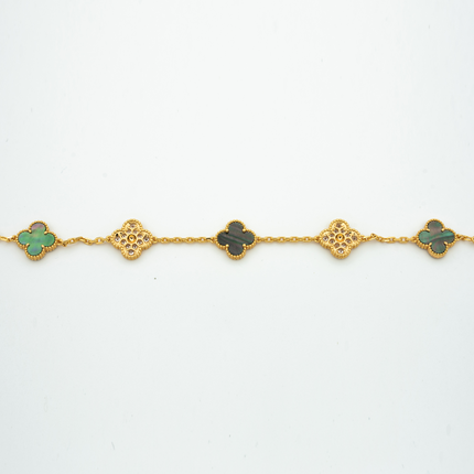 CLOVER BRACELET 5 MOTIF MOP AND DIAMOND