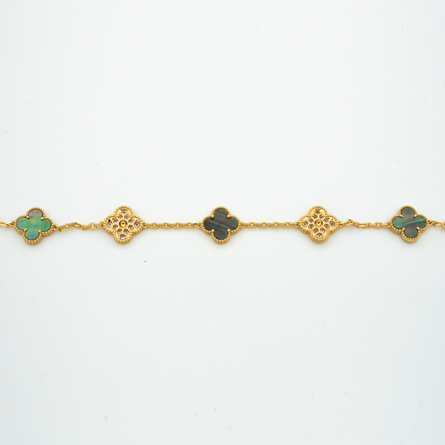 CLOVER BRACELET 5 MOTIF MOP AND DIAMOND