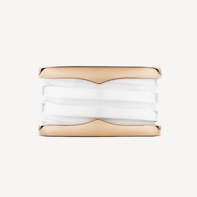 ZERO 1 FOUR-BAND LOOPS AND WHITE CERAMIC SPIRAL PINK GOLD RING