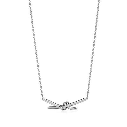 KNOT PENDANT SILVER DIAMOND NECKLACE