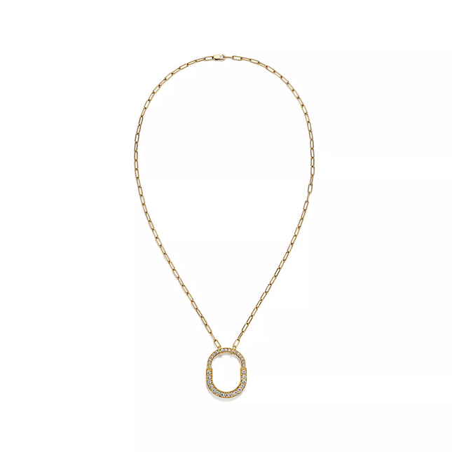 LOCK NECKLACE MEDIUM PENDANT GOLD PAVED DIAMONDS