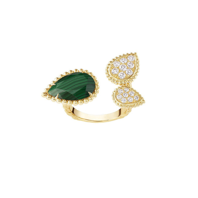 SERPENT BOHEME MALACHITE DIAMOND 3 MOTIF RING