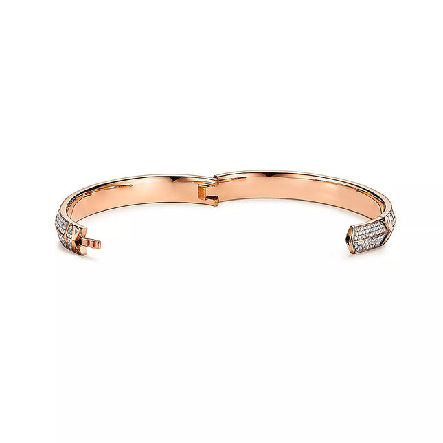 ATLAS X PINK GOLD DIAMOND PAVED BRACELET