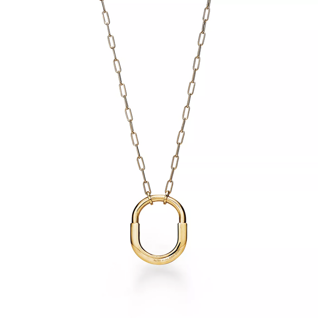 LOCK NECKLACE MEDIUM PENDANT GOLD PAVED DIAMONDS