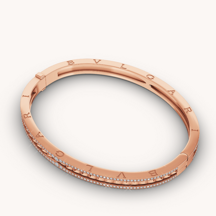 ZERO 1 SPIRAL AND PAVED DIAMOND PINK GOLD BRACELET