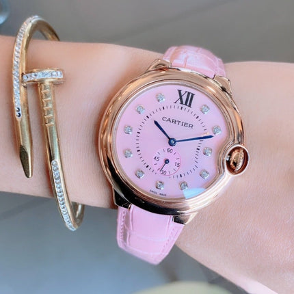 BALLON BLEU DE CARTIER PINK DIAL LEATHER