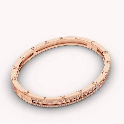 ZERO 1 SPIRAL AND PAVED DIAMOND PINK GOLD BRACELET