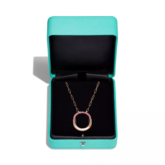 LOCK MEDIUM PENDANT PINK DIAMOND PINK GOLD NECKLACE