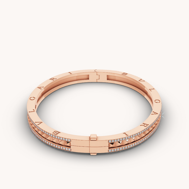 ZERO 1 SPIRAL AND PAVED DIAMOND PINK GOLD BRACELET