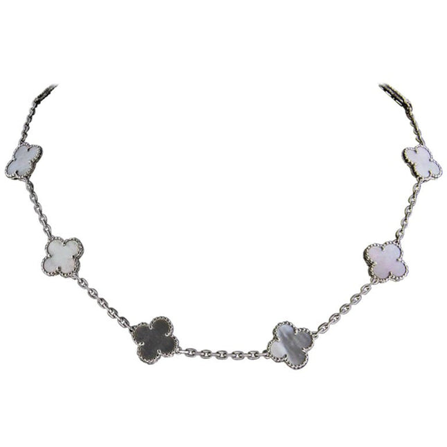 CLOVER 10 MOTIFS DARK MOP NECKLACE