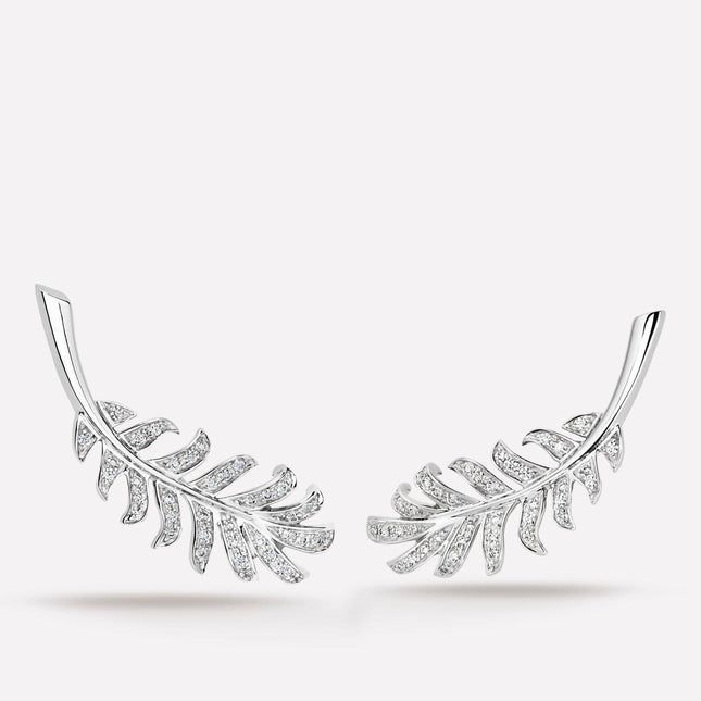 PLUME DE EARRINGS SILVER DIAMOND