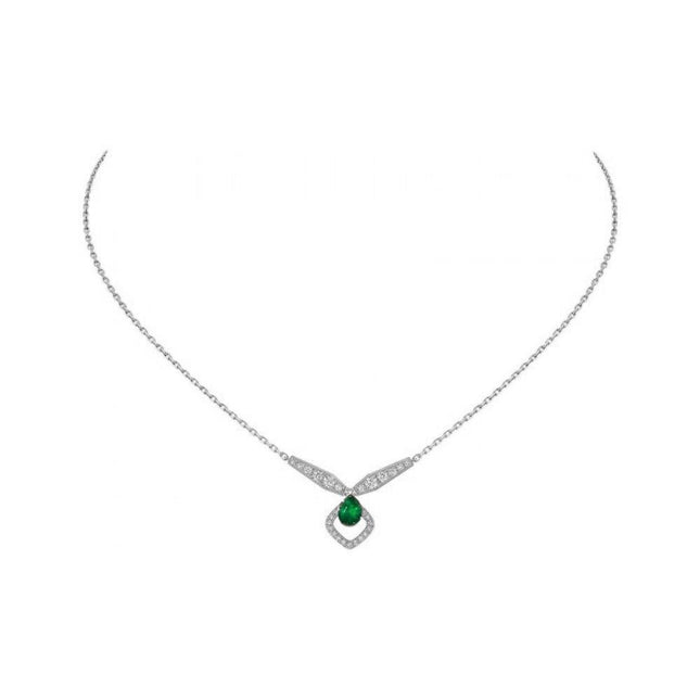 JOSEPHINE MALACHITE SILVER DIAMOND NECKLACE