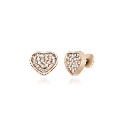 HAPPY HEART EARRINGS PINK GOLD DIAMOND