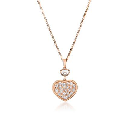 HAPPY HEART NECKLACE PINK GOLD FULL DIAMOND