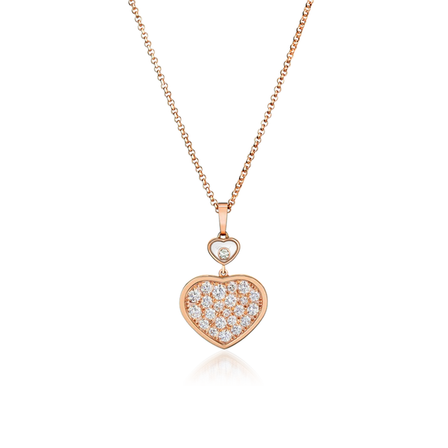 HAPPY HEART NECKLACE PINK GOLD FULL DIAMOND