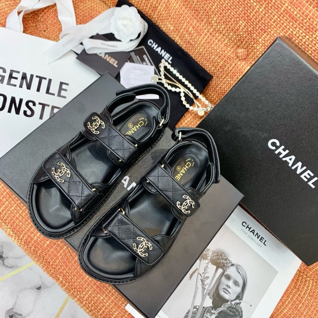 dad sandals black leather