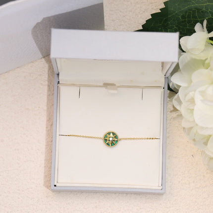 LUCKY STAR 1 DIAMOND GREEN GOLD BRACELET