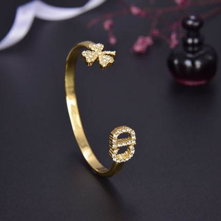 CD CLOVER CUFF BRACELET GOLD DIAMOND